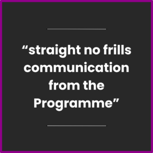 ESC-Case Study-Quote Card ESC Use Study Quote card “straight no frills communication from the Programme”